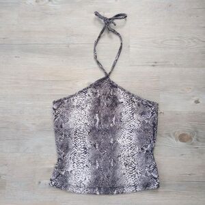 Y2K Guess Black Velvet Snakeskin Grunge Halter